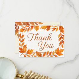 Elegante Herbstlaube & Copper Script rustikale Hoc Dankeskarte