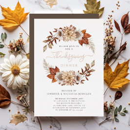 Elegante Herbstlaube Erntedank Dinner Folieneinladung