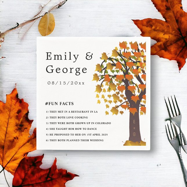 Elegante Herbstlaube Rodelbahn Romantische Hochzei Serviette (Von Creator hochgeladen)