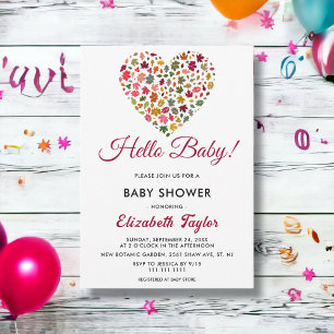 Elegante Herbstlaube Romantische Herzbabydusche Einladung