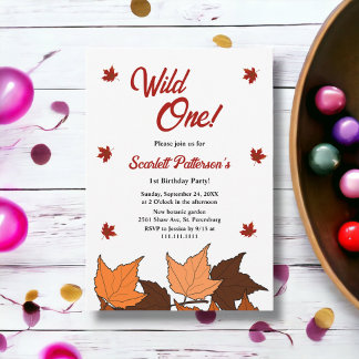 Elegante Herbstlaube Wild One Herbst 1. Geburtstag Einladung