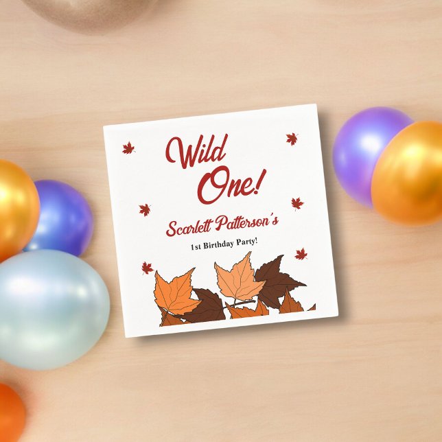 Elegante Herbstlaube Wild One Herbst 1. Geburtstag Serviette (Von Creator hochgeladen)