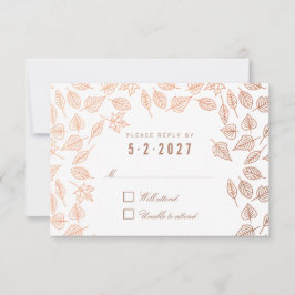 Elegante Herbstleaves Copper Wedding RSVP Karte