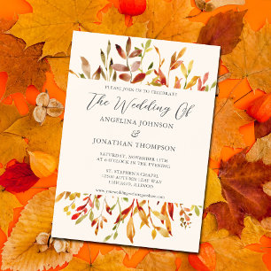 Elegante Herbstleaves Wasserfarbe Hochzeit im Herb Magneteinladung