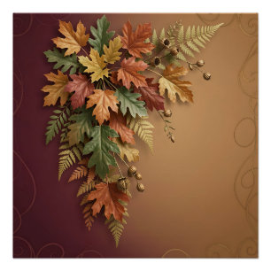 Elegante herbstliche Ahornblätter Botanischer Wass Poster