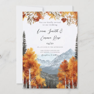 Elegante herbstliche Aquarell-Blumenhochzeit Einladung
