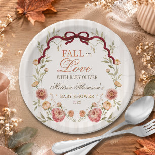 Elegante herbstliche Blumen-„Fall in Love“-Baby-Pa Pappteller