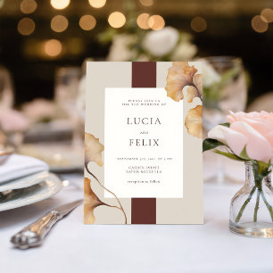 Elegante herbstliche Blumen Hochzeit im minimalist Einladung