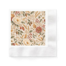 Elegante herbstliche Blumen-Karopappe-Tischserviet