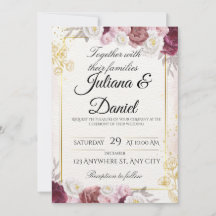 Elegante herbstliche Blumen-Kürbis-Hochzeitseinlad