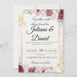 Elegante herbstliche Blumen-Kürbis-Hochzeitseinlad Einladung