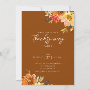 Elegante herbstliche Blumen-Thanksgiving-Party Einladung