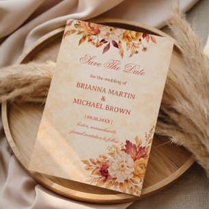 Elegante herbstliche Blumenankündigung Neutral Save The Date