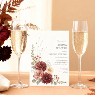 Elegante herbstliche Blumeneinladung zur Brautpart Einladung