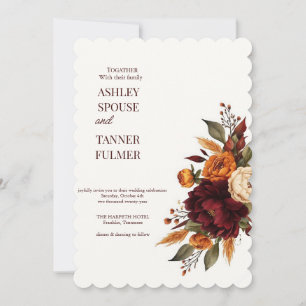 Elegante herbstliche Blumenhochzeits-Einladung Einladung
