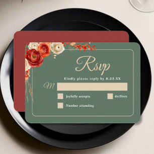 Elegante herbstliche Florale Orange Terrakotta Sal RSVP Karte