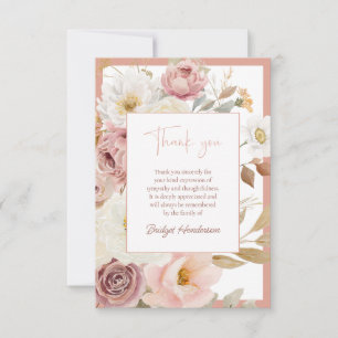 Elegante herbstliche Rosenrote Blumen Trauerfeier Dankeskarte