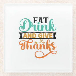 Elegante Herbsttypografie - Essen, Trinken & Danke Glasuntersetzer