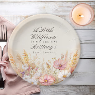 Elegante Herbstwiese Wildblumen-Baby-Party Pappteller