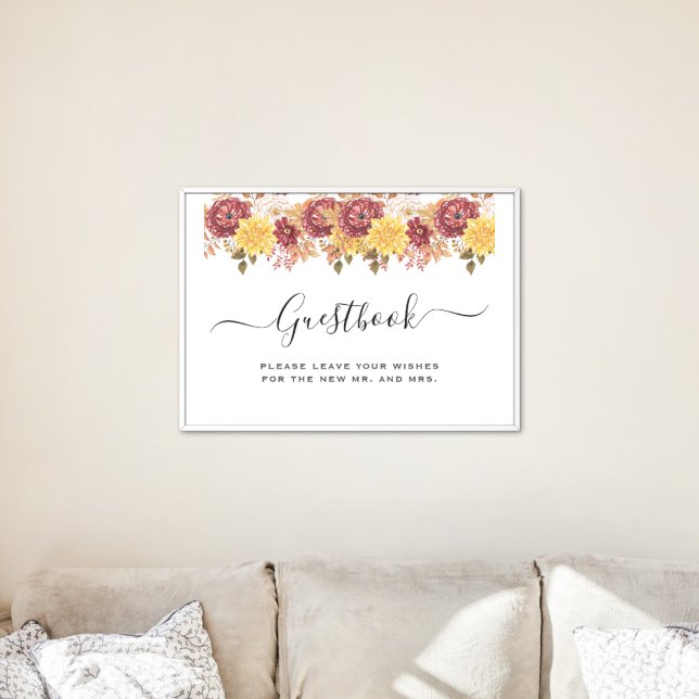 Elegante Herbstwoche Poster (Elegant Autumn Watercolor Floral Wedding Party Supplies)