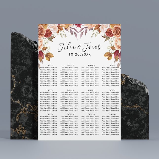 Elegante Herbstwoche Poster (Elegant Autumn Watercolor Floral Wedding Party Supplies)