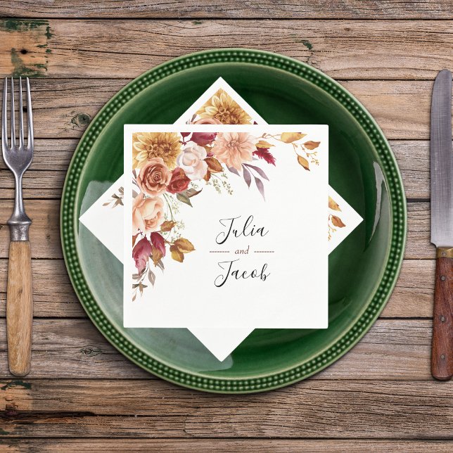 Elegante Herbstwoche Serviette (Elegant Autumn Watercolor Floral Wedding Party Supplies)