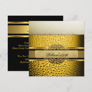 Elegante Herren Bier Schwarzgold Geburtstagsfeier Einladung