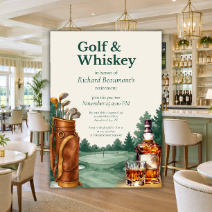 Elegante Herren Golf- und Whiskey-Themen-Ruhestand Einladung
