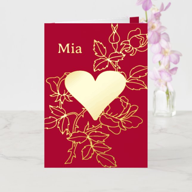 Elegante Herz-Personalisierte Foil-Karte (Orchidee)