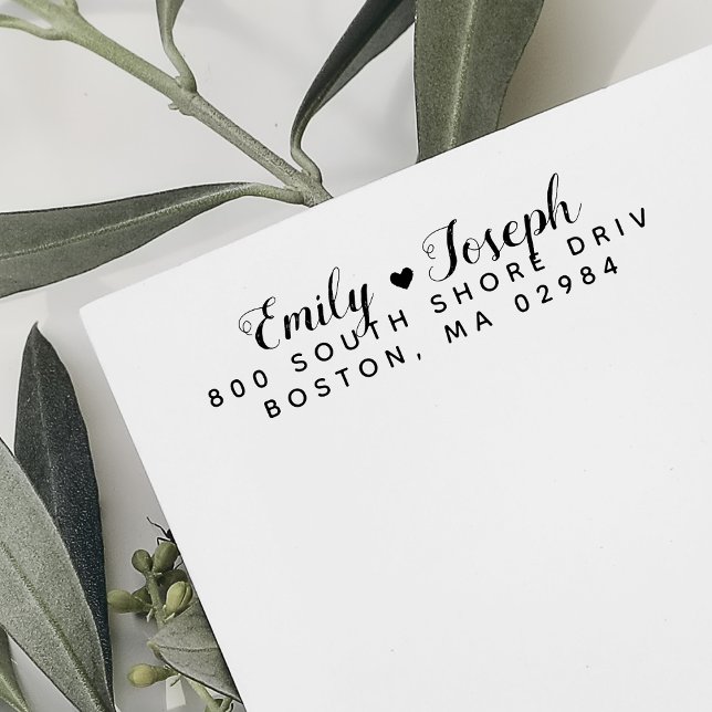 Elegante Herz-Rücksendeadresse Permastempel (Elegant Heart Return Address Self-inking Stamp)