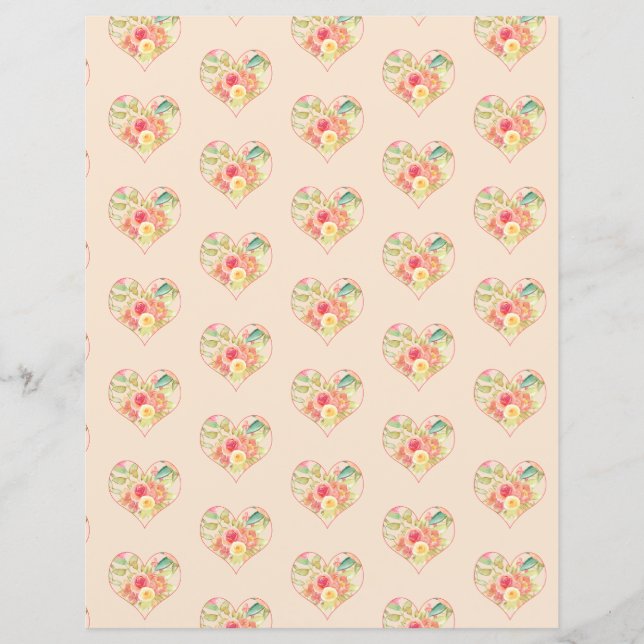 Elegante Herzen auf rosa Scrapbook Paper (Vorderseite)
