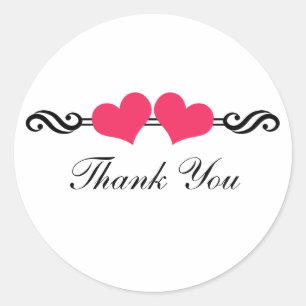 Elegante Herzen Danke Stickers, Pink Runder Aufkleber