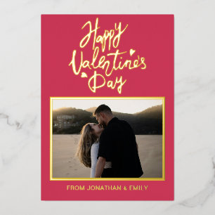 Elegante Herzen Frohen Valentinstag 1 Foto Folien Feiertagskarte