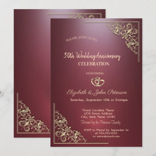 Elegante Herzen gestalten dunkelrote Hochzeitstag Einladung