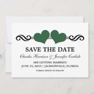 Elegante Herzen Save the Date einladen, grün Einladung