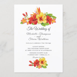 Elegante Hibiskus-Tropen-Blumenhochzeit Einladung