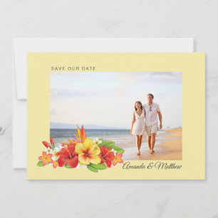 Elegante Hibiskus Tropical Floral Foto Hochzeit Save The Date