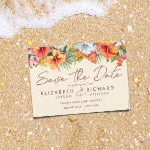 Elegante Hibiskusblume Tropische Blumenhochzeit Save The Date