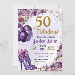 Elegante High Heel Schuhe Florale Geburtstagsfeier Einladung