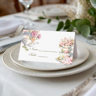 Elegante High Tea Vintage-Namensplatzkarte Platzkarte
