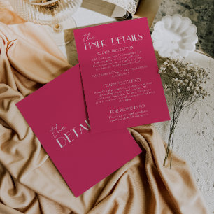 Elegante Himbeer-Rosa stilvolle Hochzeitsdetails Begleitkarte