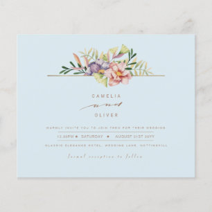 Elegante Himmelblaue Sommer-Blumen-Hochzeitseinlad Flyer