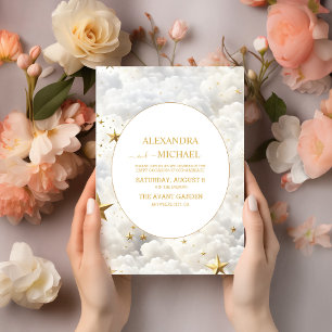 Elegante himmlische Mond- und Sternenhochzeit Einladung