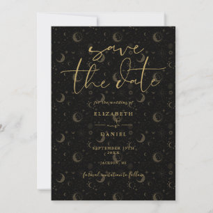 Elegante himmlische mystische Sterne und Mond-Hoch Save The Date