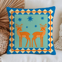 Elegante Hirsche auf blauem Dopamin-Ästhetik-Boho-