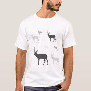 Elegante Hirsche Silhouette auf Monochrom - Natur T-Shirt