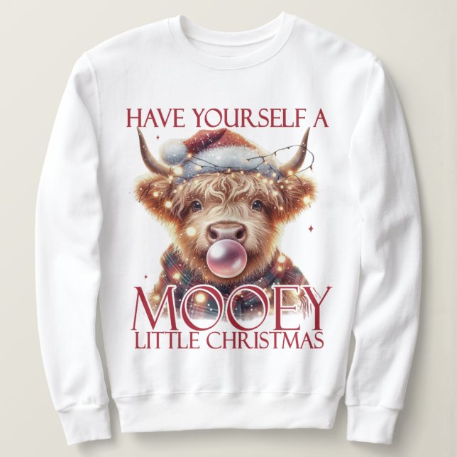 Elegante Hochlandkuh, frohe Weihnachten Sweatshirt (Design vorne)