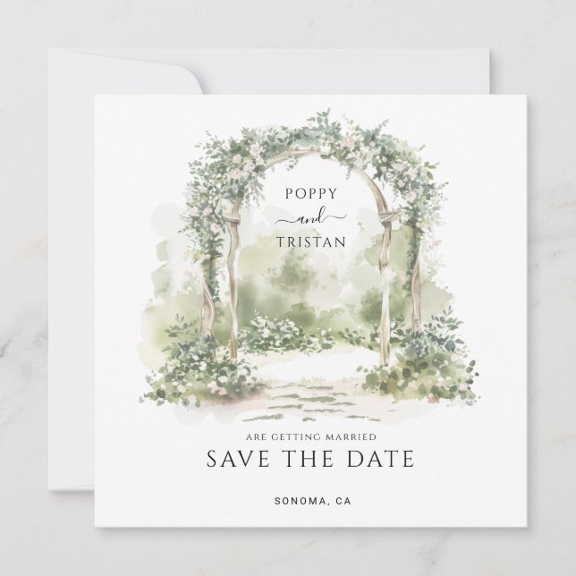 Elegante Hochzeit am Blumengarten Save The Date (Vorderseite)