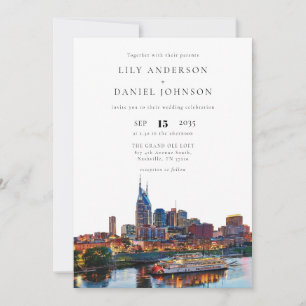 Elegante Hochzeit am Nashville Riverfront im Wasse Einladung