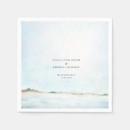 Elegante Hochzeit an der Küste des Watercolor Serviette